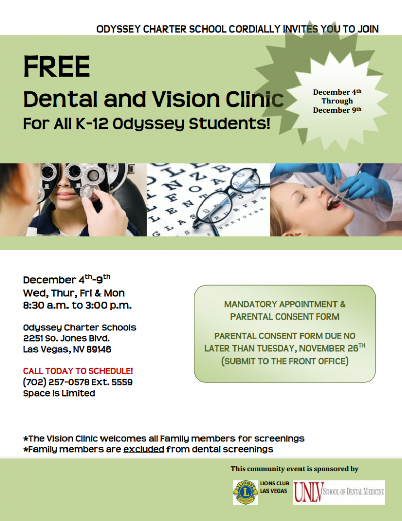 FREE Dental and Vision Clinic Odyssey Charter Schools of Nevada